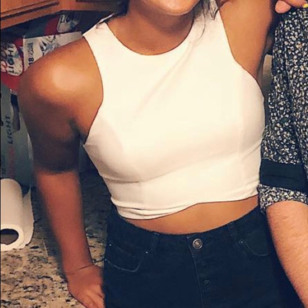 Hello Molly Cropped White Tank Top